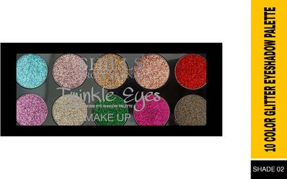 Shills Professional Glitter Eye Shadow Palette 10 Colors|Fine Pressed, Shimmer & Glitter SHADE 02 10 g