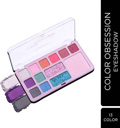 Seven Seas Color Obsession 13 Pigmented Colors Eyeshadow Palette Shimmery & Glitter Finish 32.2 g