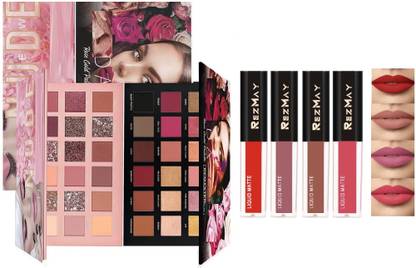 rezmay Beauty Promo Pack Rose Gold & Nude Eyeshadow Palette + Liquid Matte 4 Lipsticks 36 g