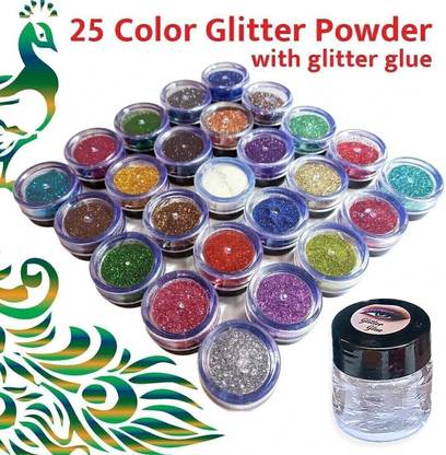 vizo Trendy Fashionable 25 colour eyeshadow glitter powder with glitter glue 30 g