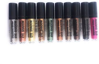 My Colors Diamond Liquid Glitter Eyeshadow Multicolors 10 Pis - Set - A 20 g