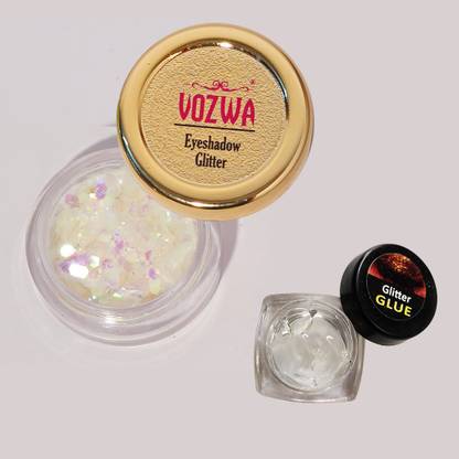 VOZWA WHite Chunky Eyeshadow Glitter With Glitter Glue 10 g