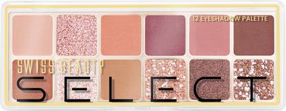 SWISS BEAUTY Select 12 shades Eyeshadow Palette |Mattes + Shimmers + Metallics 10 g