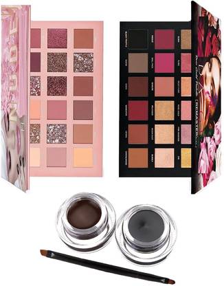 rezmay Beauty Promo Pack Rose Gold and Nude Eyeshadow Palette + Eye Liner Black & Brown 36 g
