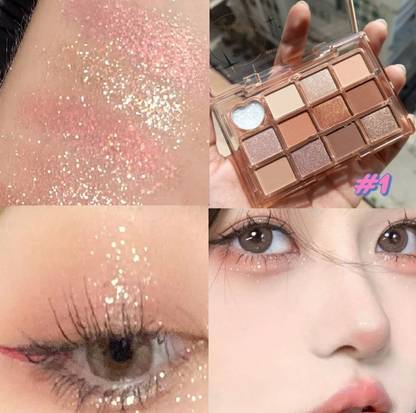 THTC 12 Shades Eyeshadow Gillter & shimmer ,matte palette 14 g