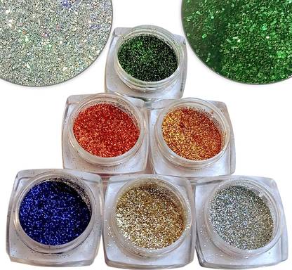 vizo Eyeshadow: Combo of loose Glitter Powder in beatiful square oval box 6 g