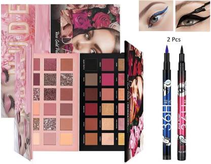 rezmay Beauty Promo Pack Rose Gold and Nude Eyeshadow Palette + EyeLiner Black and Blue 36 g