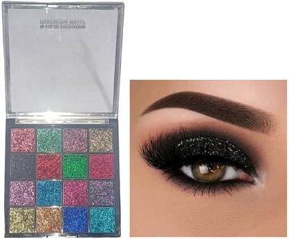 nn 16 Cream Based Highly Pigmented Shades|Non Sticky Look|Glitter Eyeshadow Palette 25 g