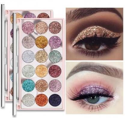 HSQ 18-Color Glitter Eyeshadow Palette | Ultra-Shiny Party & Bridal Makeup Kit 18 g