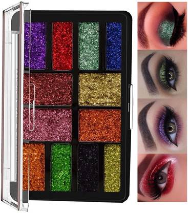 MYEONG 12 color glitter eyeshadow | high sparkle glitter makeup eyeshadow 18 g