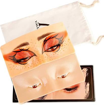 Elecsera Makeup Practice Face, Eyelash, Eyebrow Practice Pad 5D Realistic Skin Mannequin 3 g