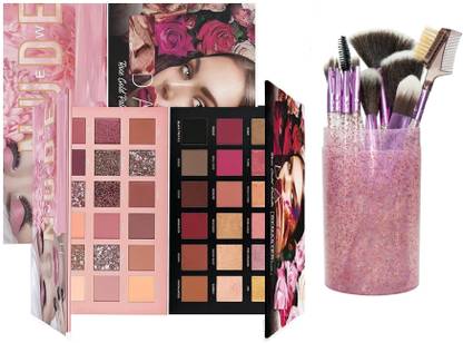 rezmay Beauty Pack Rose Gold and Nude Eyeshadow Palette + 12 Piece Brush Set - G 36 g