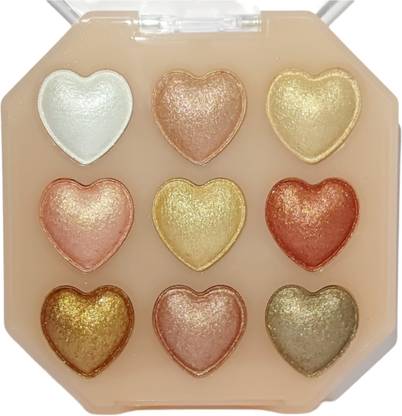 Facejewel 9 Colors Highlighters Palette Eyeshadow Face Illuminator EyeShadow Shimmer 14 g