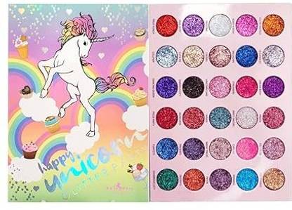 MR. HUDA Party Like a Glittery Unicorn Glitter Eyeshadow Palette- Multicolor 30 Shades. 100 g