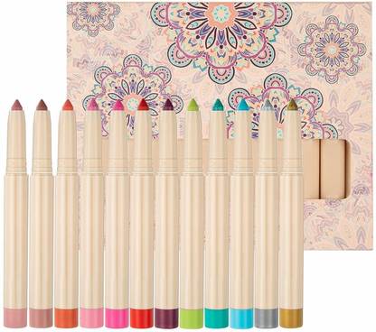 MOLLY MINX Cream Eyeshadow Stick Set 12 Colors Highly Pigmented Matte Shimmer EyeShadow 10.2 g