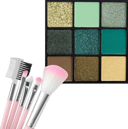 LOVE HUDA Professional 9 Colors Shimmer Glitter High Pigmented Eye Shadow Palette Brush 12 g