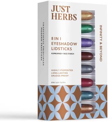 Just Herbs 8 In 1 Herbal Metallic-Shimmer Finish, Long Lasting Eye Shadow Lidsticks 12 g