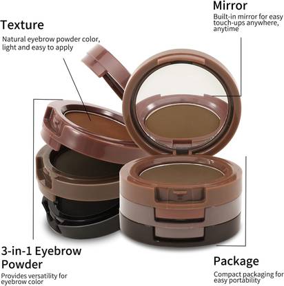 HUZURLU 3 in 1 brown, dark brown, black eyebrow powder 4.5 g