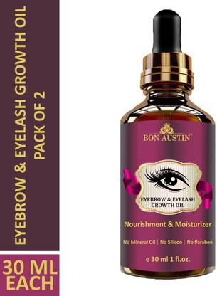 Bon Austin Eyebrow & Eyelash Growth oil- With 100% Pure & Natural Ingredients Combo pack of 2 bottles of 30 ml(60 ml) 60 ml