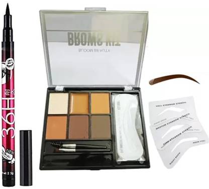WECHARMERZ Professional Eyebrow Cream & Colour Brows kit Palette & Black Eyeliner Pen 9.5 g