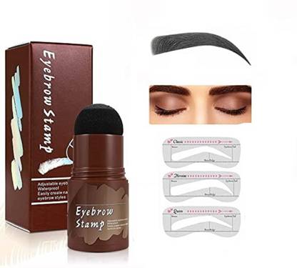 Shizuka Eyebrow Stamp Waterproof One Step Brow Stamp Stencil Kit Eyebrow Stamper (Black) 10 g