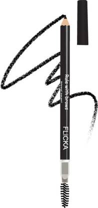 Flicka Rule With Brows Eyebrow Pencil, With Spoolie, Black, 1.2g