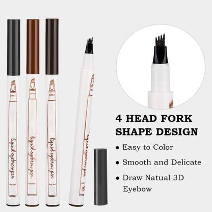 tanvi27 Brow Defined Grey & Dark Brown & Light Brown & Blakc Eyebrow Tatoo Pen Combo