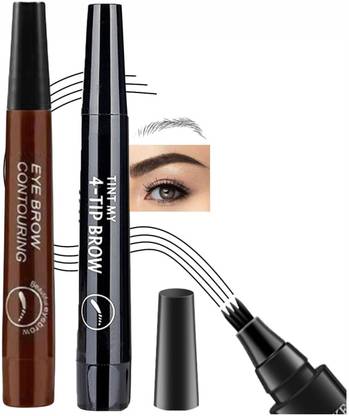 eyurva Microblading Black & Brown Eyebrow Pen combo with a Micro-Fork Tip Applicator