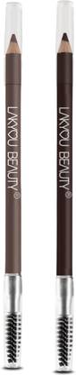 Lakyou Beauty 2-in-1 Eyebrow Pencil Combo with Spoolie Brush – Pack of 2 (Brown Shades)
