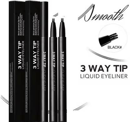 WOONGMI 3 Way Tip Liquid Eyeliner Creative Waterproof Multi Purpose Liner Pen