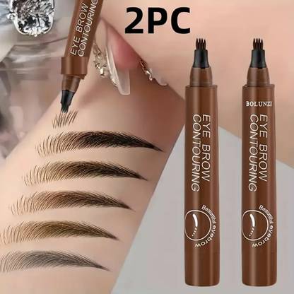 YAWI Waterproof 4 Point Eyebrow Pencil Black - Microblading Fork Tip Tint Pen