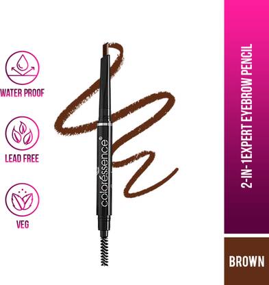 COLORESSENCE Expert Eye Brow Pencil 2 in 1 Dual Function Brow Filling Pencil with Spoolie Shaping Brush Eyebrow Styler - 0.25 g (Brown)