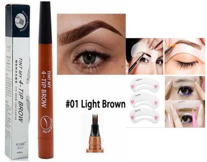 Digital Shoppy Tint my 4-tip Liquid Eyebrow Pencil Waterproof (NO 1 ) WITH 3 Style Stencil.