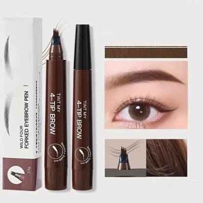 MYEONG Brown Waterproof Eyebrow Pen 4 Tip Microblading, Smudge Proof & Long Lasting 2.5 g