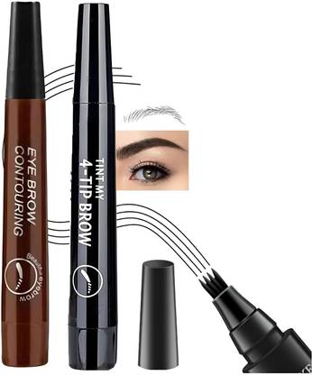 Glovasilk 4 Point Eyebrow Pencil Combo | Waterproof Black & Brown Microblading Brow Pen
