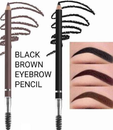 WECHARMERZ Waterproof & Smudgeproof Black & Brown Eyebrow Pencil With Spoolie Brush