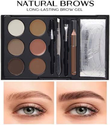 MYEONG Eyebrow Styling Kit with Wax, Spoolie, Pencil, Stencil, Plucker & Angular Brush