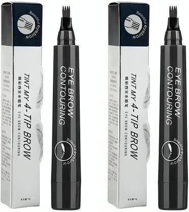 Glovasilk 2 Pcs Eyebrow Pencil Combo - Waterproof Microblading, Fine Sketch Tip, Black