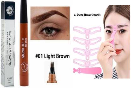Digital Shoppy Tint my 4-tip Liquid Eyebrow Pencil Waterproof (NO 1 ) WITH 4 Style Stencil.