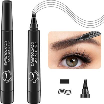 LOVE HUDA Eyebrow Contouring Pencil HD Waterproof Eyebrow Pen 4 Micro Fork Tip Applicator