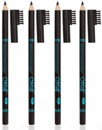 INDIANA HUDA 4 Pcs Long Lasting And Waterprof Jet Black Perfect Eyebrow Pencil With Brush