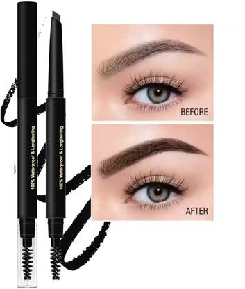 GULGLOW99 Eyebrow Pencil 2 Packs, Waterproof Smudge-Proof Brow Pencil with Brow Brush