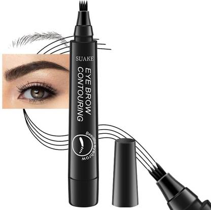 Glovasilk Eyebrow Liquid Pen Black,4 Micro-Fork Tip,Waterproof,Smudge-Proof & Long-Lasting