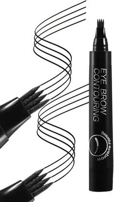 Emijun Black Beard Pen and Eyebrow Pen, Waterproof Microblading Filler Liner Brow Pen Eyebrow Stencil
