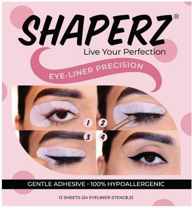 Shaperz Cat Eye Winged Tip 100% Latex Free Eyeliner Stencils - Pack of 12 Pairs Eyebrow Stencil