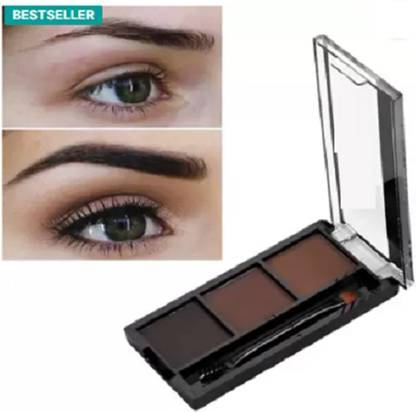 Jiwoo 3 Color Eyebrow Powder Cake Palette With 1 Brush Eyebrow Stencil