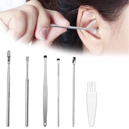 PKK TRADERS Ear Cleaning Tools kit Ear Wax Cleaner Earwax Remover Stick Set Spring Curette Eyebrow Thread