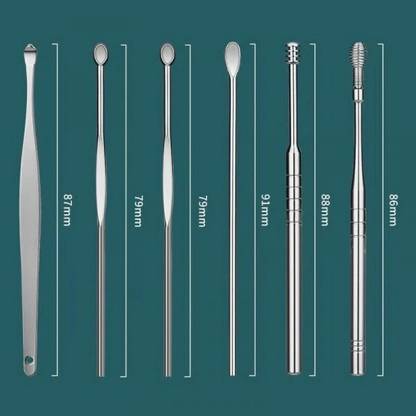 PKK TRADERS 6 Pcs Ear Cleansing Tool Set with Keychain Box | Earwax Removal Kit Eyebrow Thread