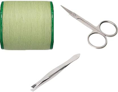 Lucifer Women Eyebrow Threading Thread with Stainless Tweezers and Cuticle Scissors Eyebrow Thread
