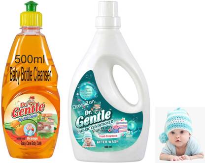 DOCTORGENTLE 1 Ltr Natural Fabric Conditioner & Softener With 500ml Baby Bottle Cleanser Set